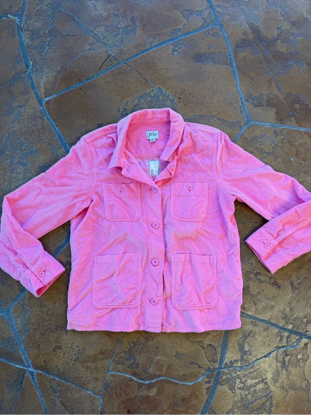 J.CREW Women’s Pink Wide-Wale Corduroy Collared Jacket AN117 -M